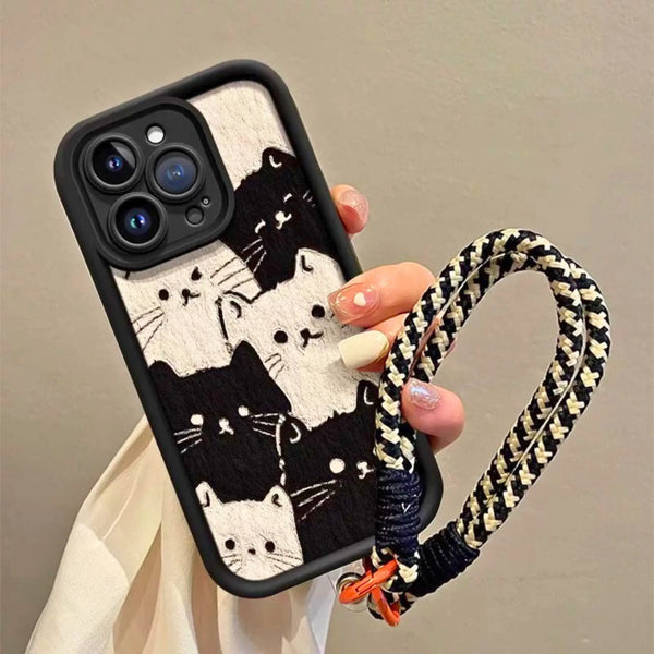 Stylish Black and White Cat Design iPhone Case